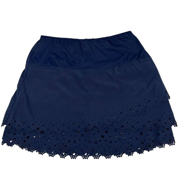 Lucky in Love Athletic Skort Star Cutout Hem Activewear Skirt Layered Navy XS - Picture 4 of 10